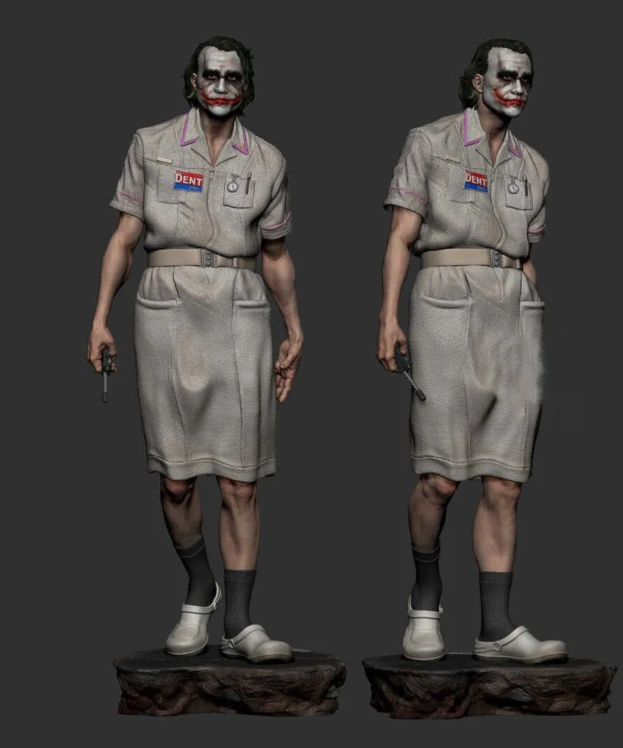 A002 - Comic character design statue, The Joker nurse version statue , STL 3D Model Design Print download files