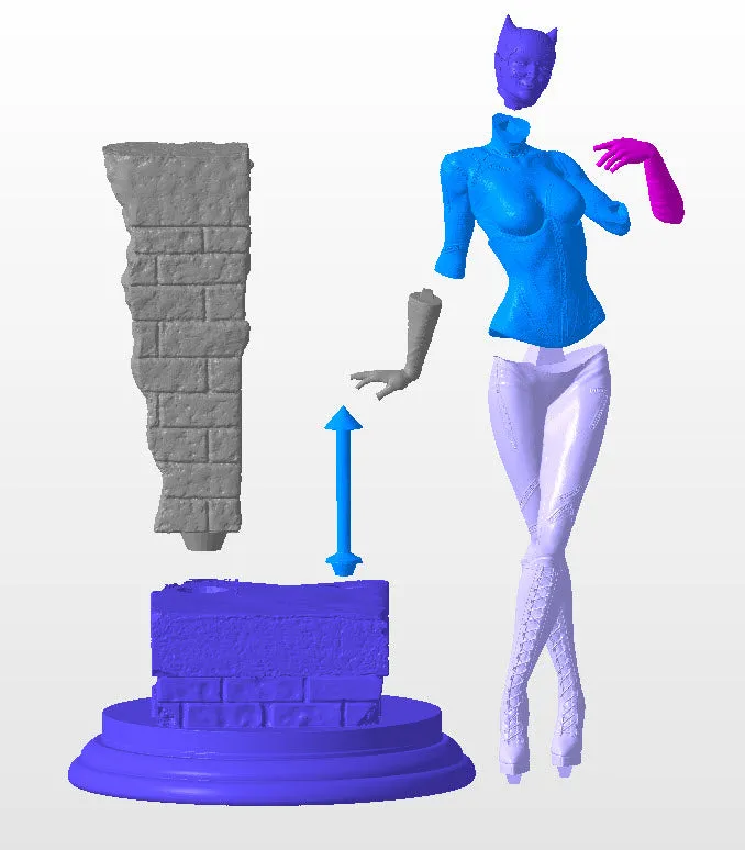 A003 - Comic character design, The Black Cat lean on the wall, STL 3D Model Design Print download files