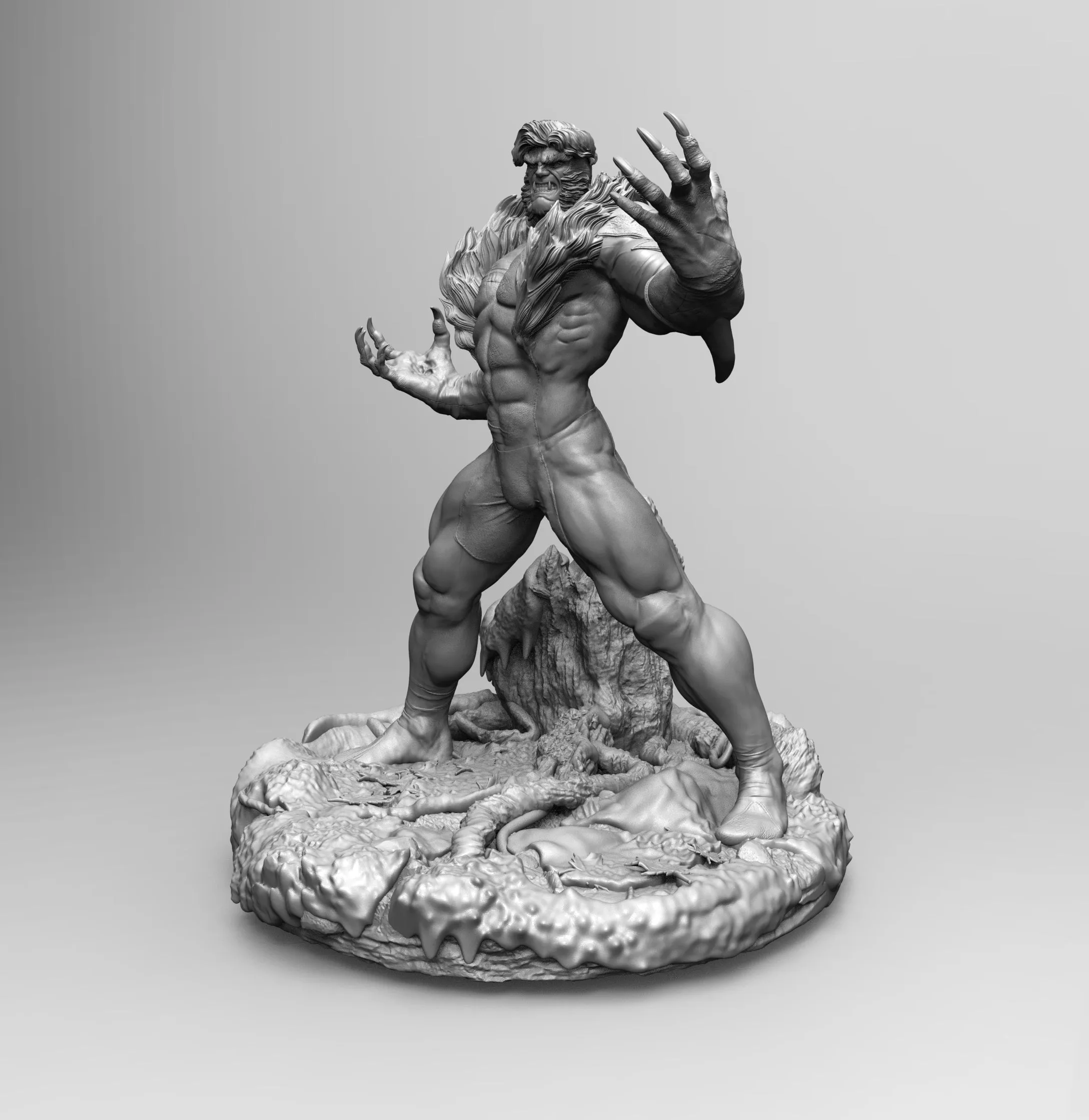 A004 - Comic character design statue, The Marvel Heroes - Sabertooth statue, 3D Model Design Print