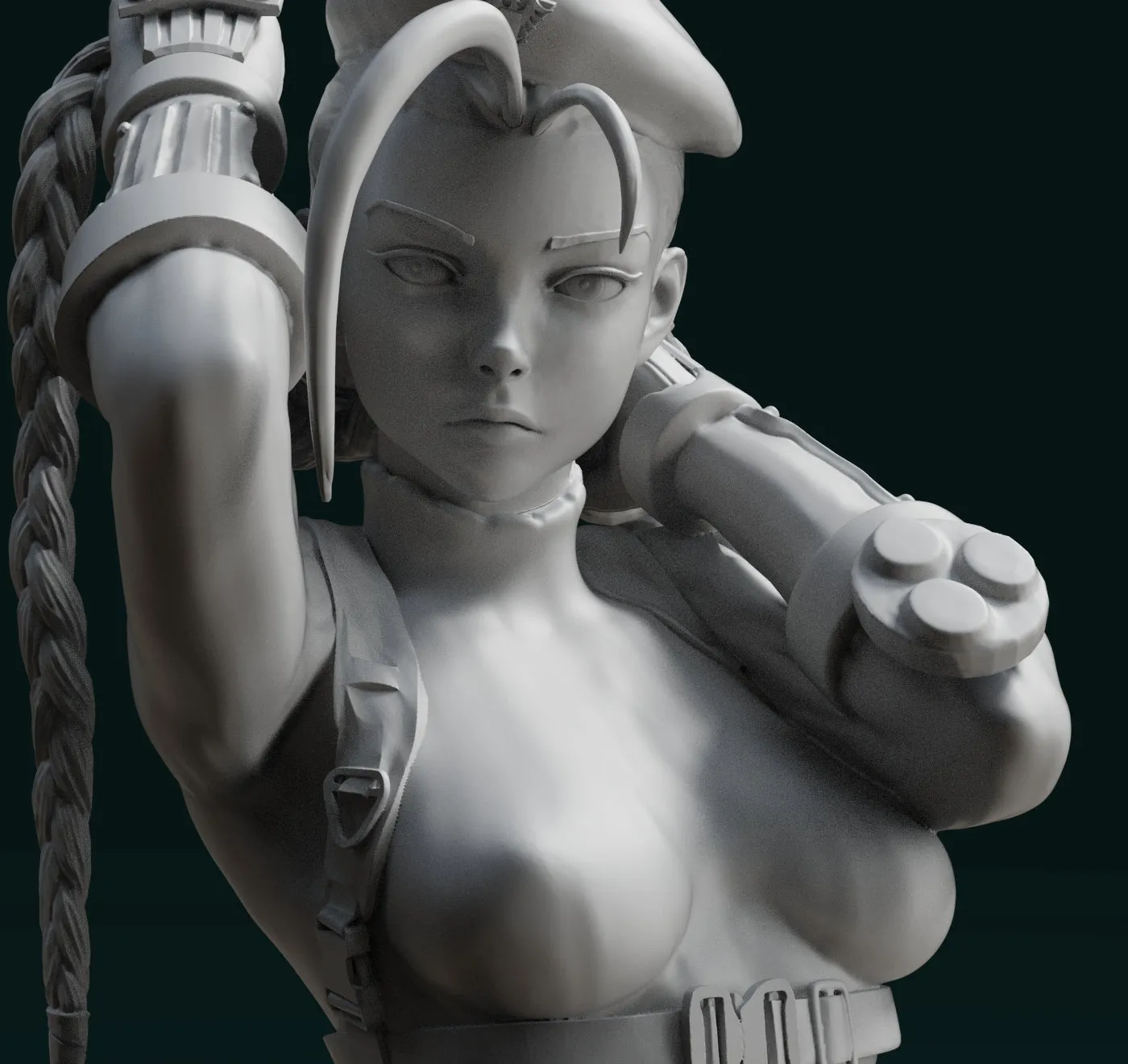 A013A - Games Character design, The Street fighter Cammy White 03 Pulling hair Version , STL 3D Model Design Print