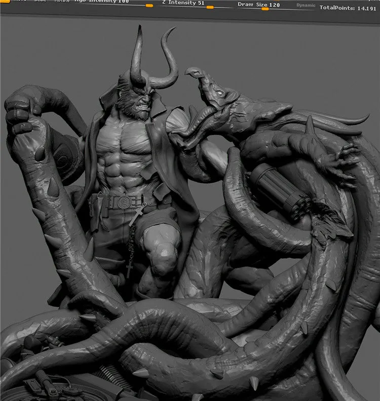 A014 - Movie Character design, Comic character Hellboy , STL 3D Model design print download files
