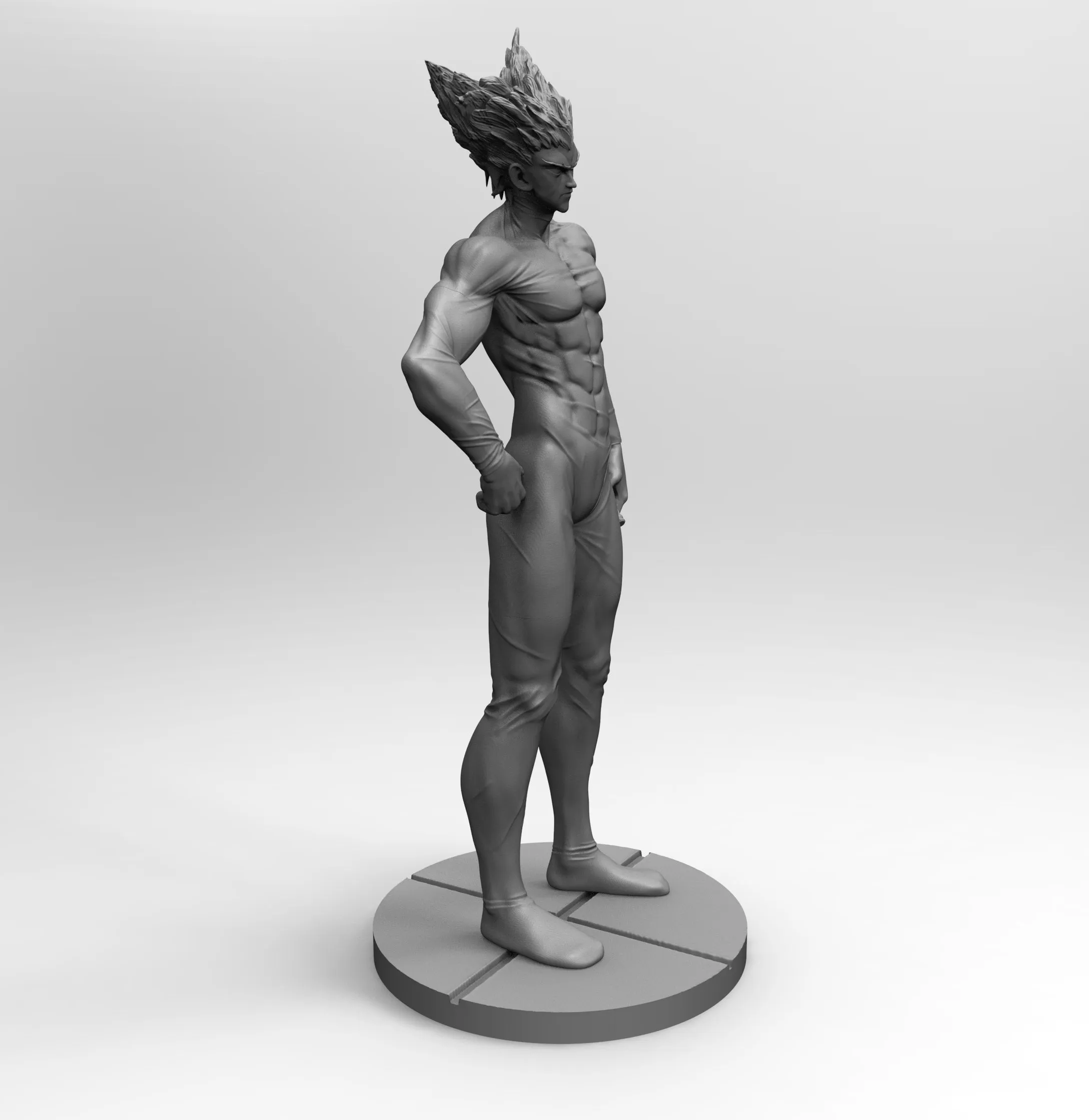 A030 - Anime character design, the one punch garou with spike hair, STL 3D model design print download files