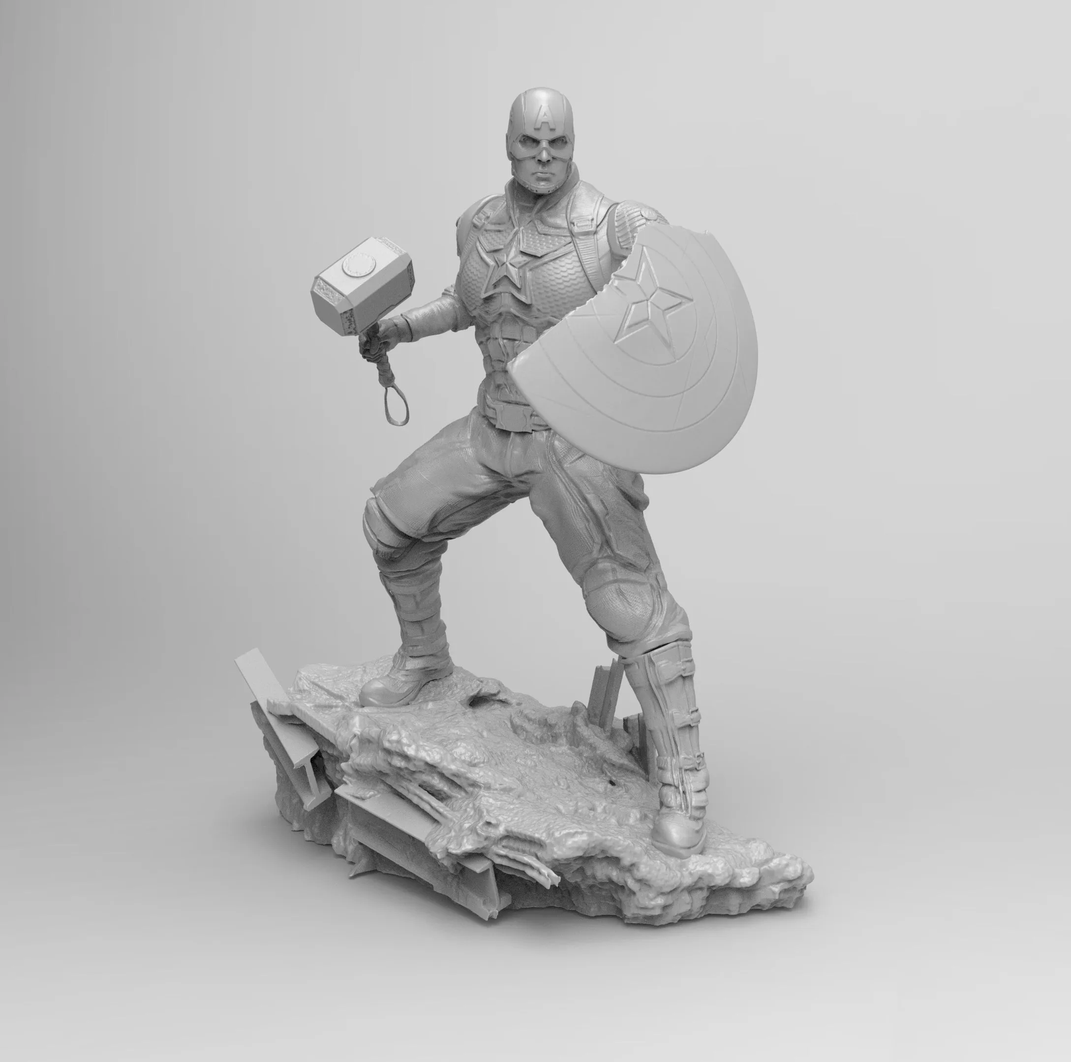 A093 - Comic character design, The Thor hammer Captain America, Marvel Character 3D STL model print