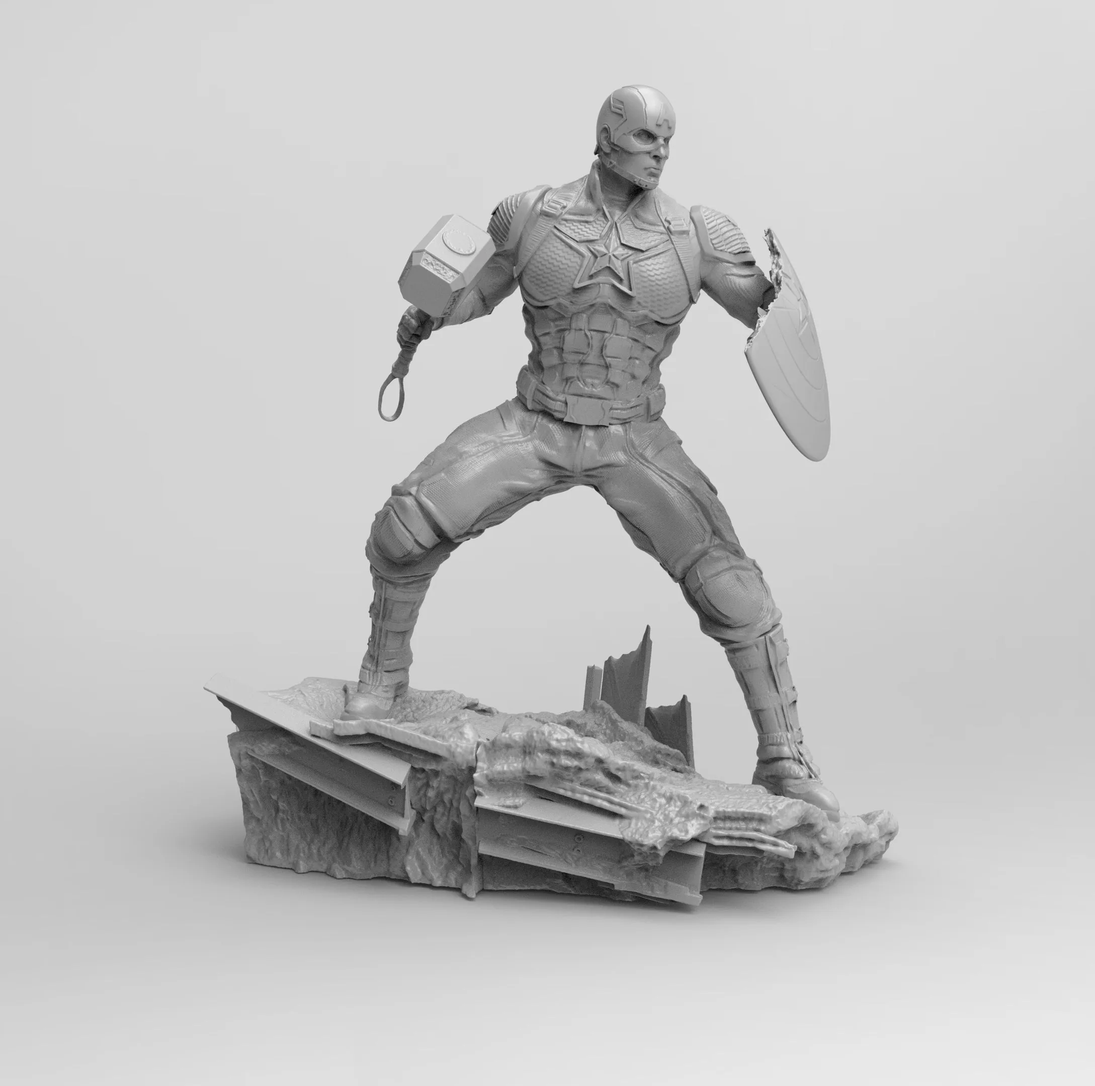 A093 - Comic character design, The Thor hammer Captain America, Marvel Character 3D STL model print