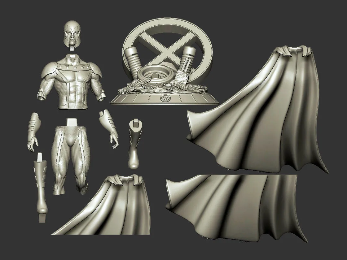 A102 - Comic character design, The Magneto standing position, marvel character design, STL 3D model design print files