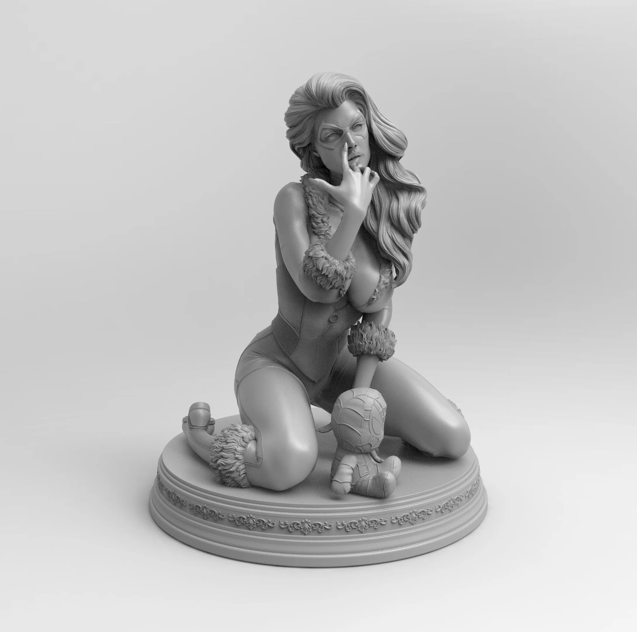 A106 - Comic character design statue, Sexy Black Cat, STL 3D model print download digital file