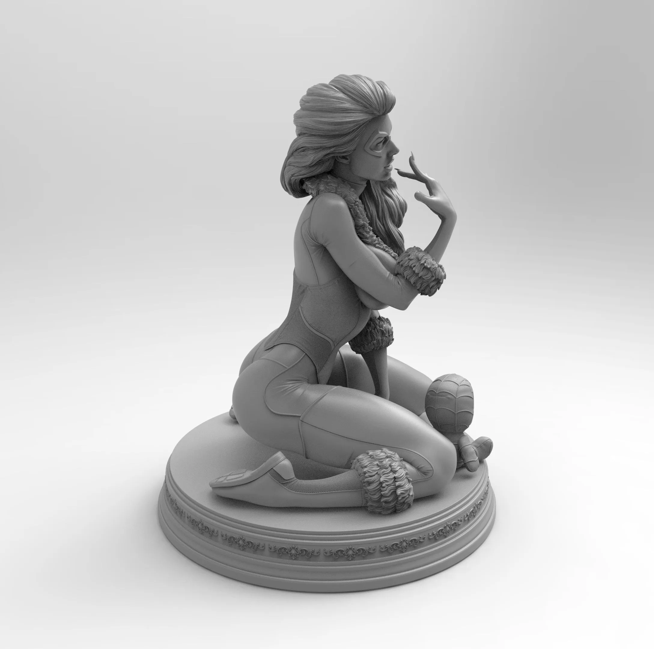 A106 - Comic character design statue, Sexy Black Cat, STL 3D model print download digital file