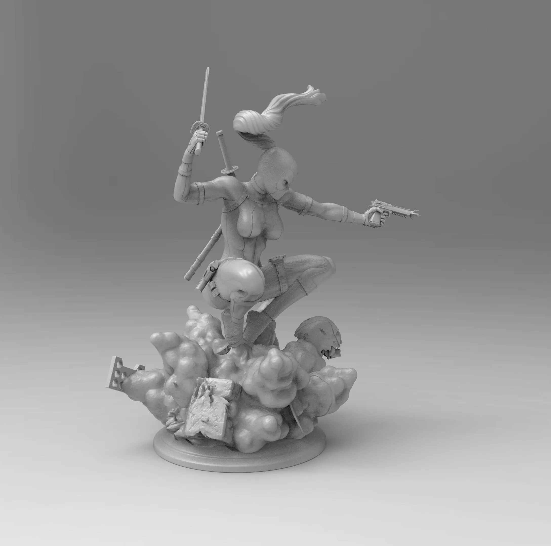 A117 - Comic character design, Sexy Female Deadpool, Marvel Character STL 3D model design print download file