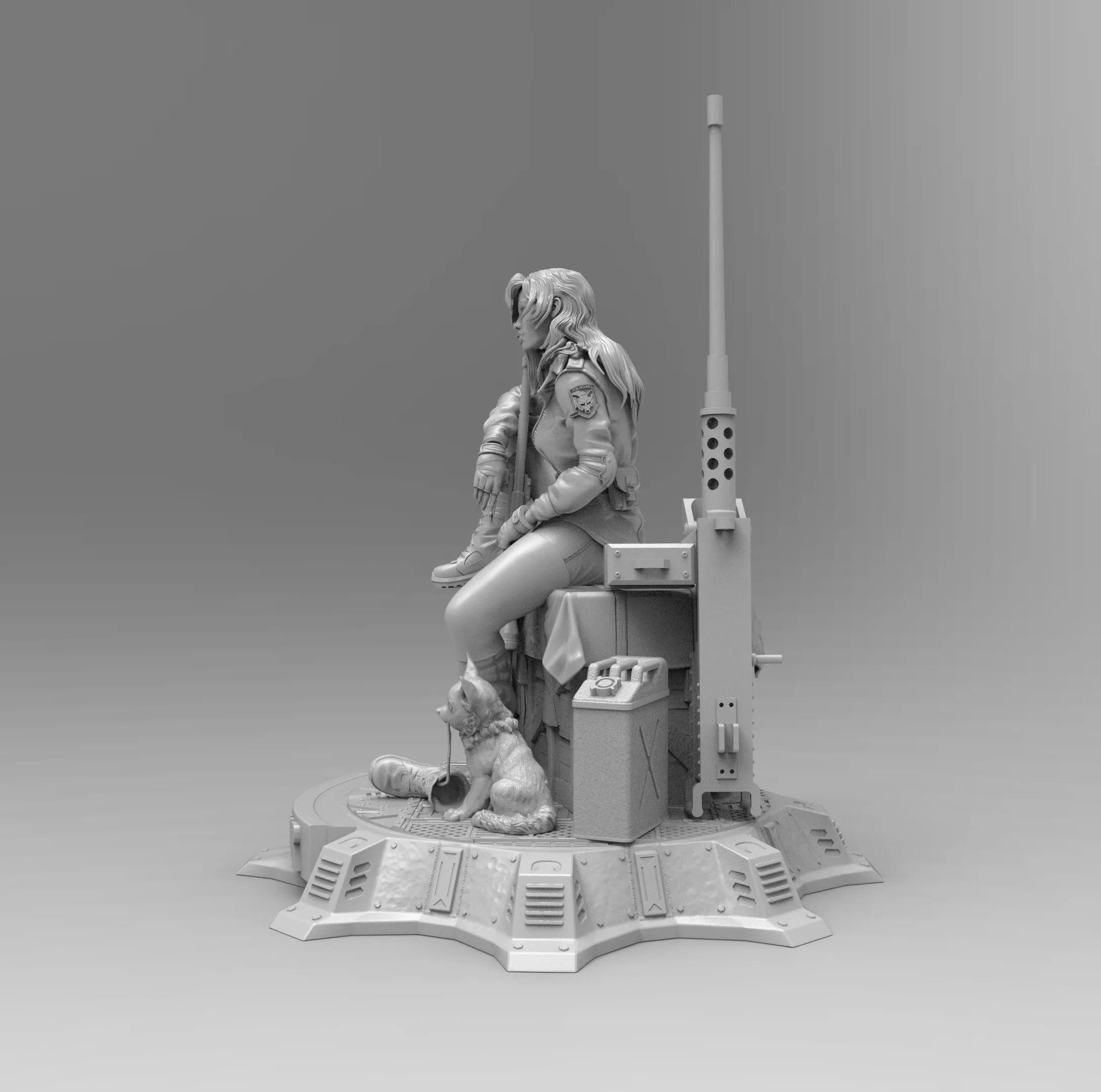 A134 - Games Character statue, Sniper With wolf, STL 3D model design print download files