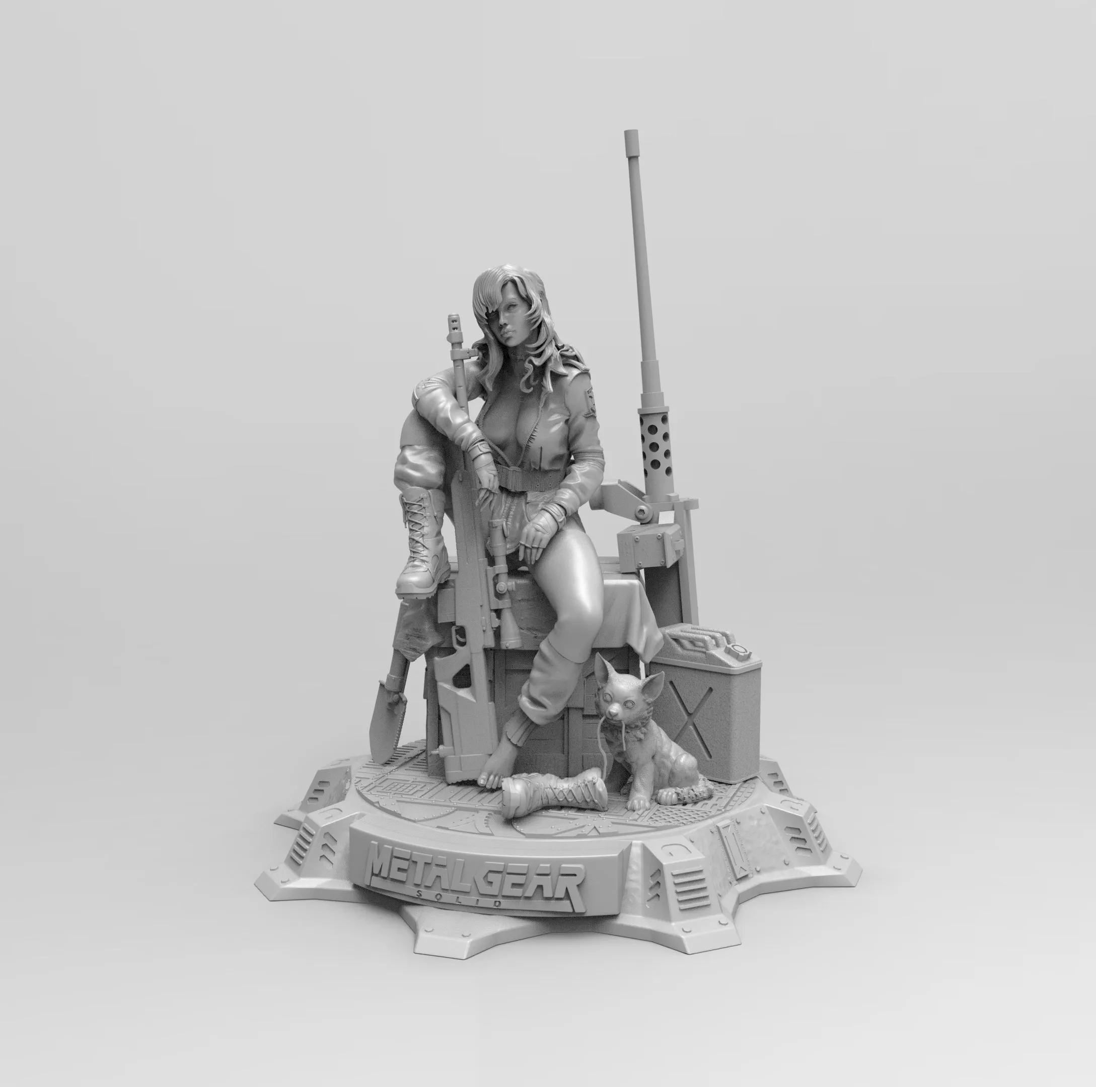 A134 - Games Character statue, Sniper With wolf, STL 3D model design print download files