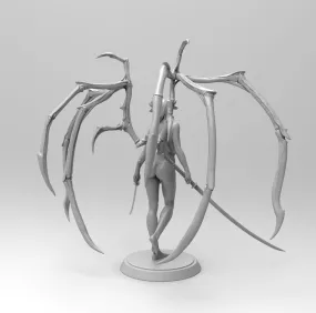 A184 - Legendary creature design, Sexy Succubus with two katana, STL 3D model design print download files
