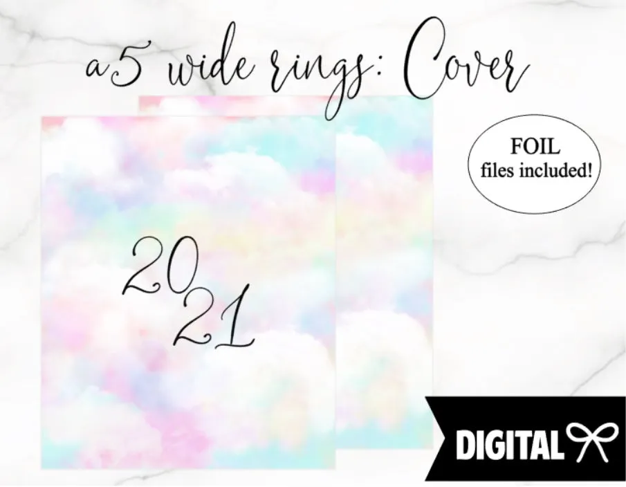 A5 Wide Rings PRINTABLE // Cloud 2021 Cover
