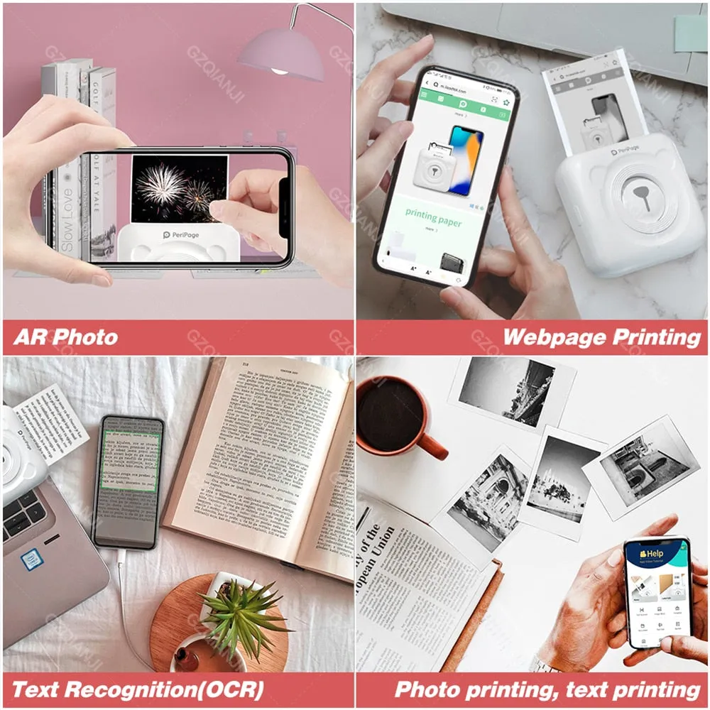 A6 Portable Thermal Photo Printer Mini Pocket Label Sticker