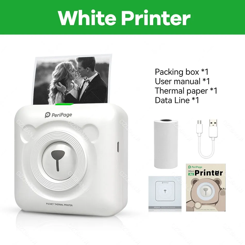 A6 Portable Thermal Photo Printer Mini Pocket Label Sticker