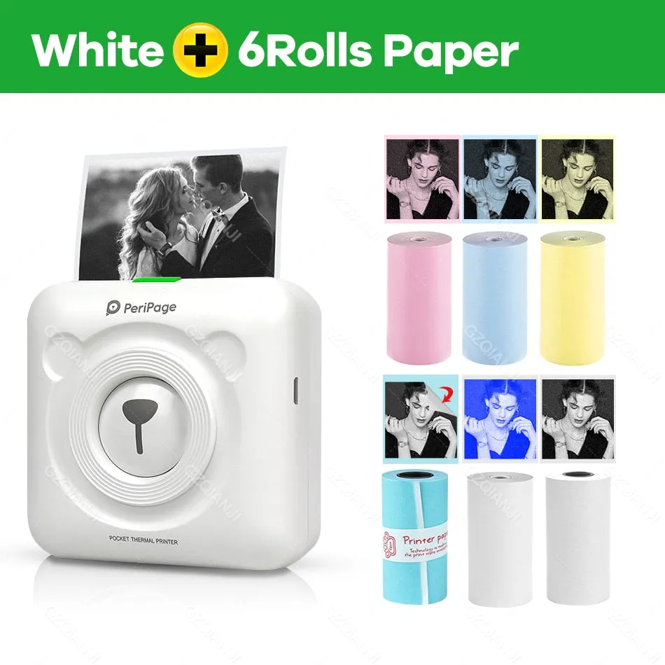 A6 Portable Thermal Photo Printer Mini Pocket Label Sticker