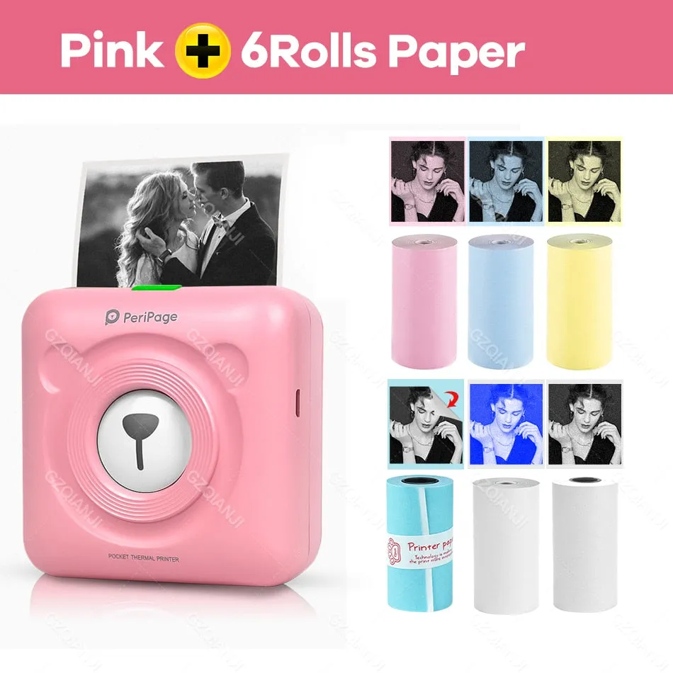A6 Portable Thermal Photo Printer Mini Pocket Label Sticker