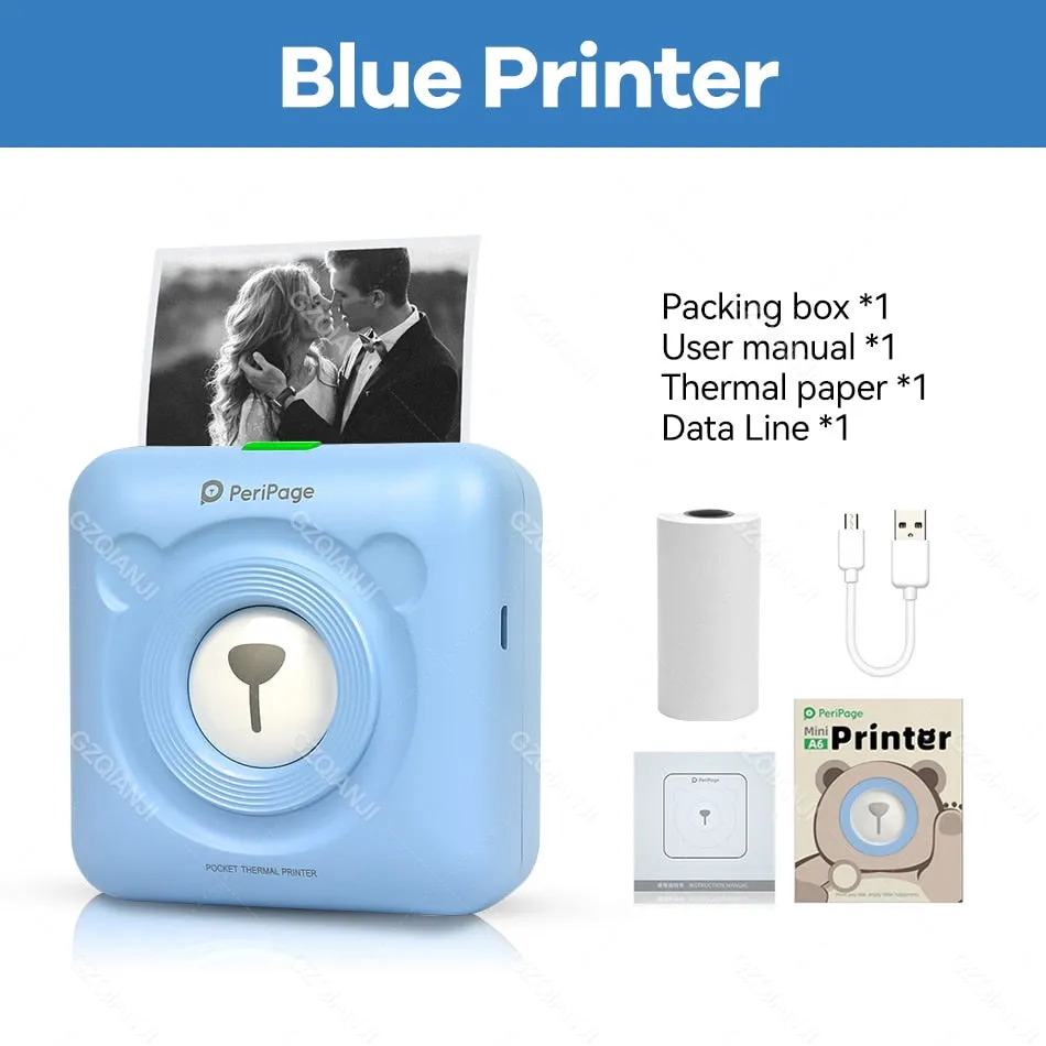 A6 Portable Thermal Photo Printer Mini Pocket Label Sticker