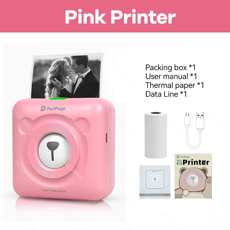 A6 Portable Thermal Photo Printer Mini Pocket Label Sticker
