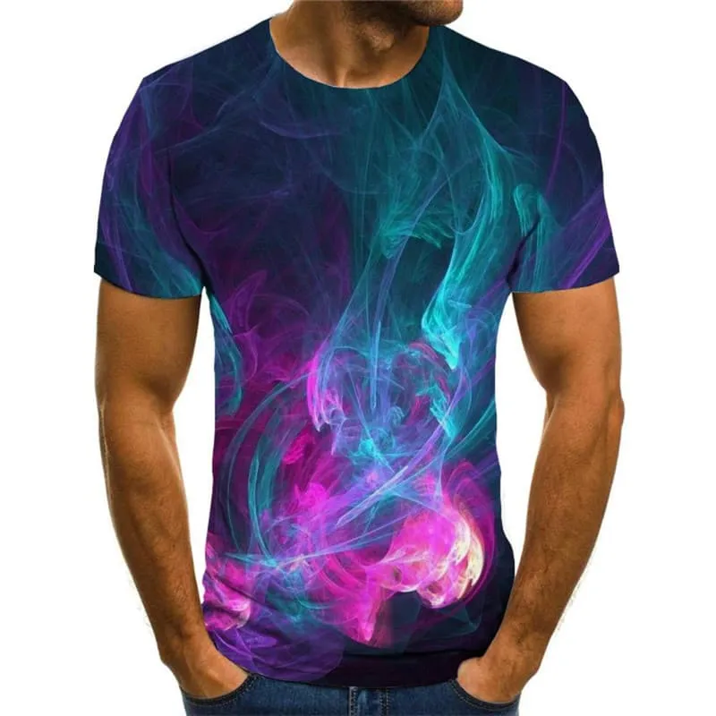 Abstract T-shirt Men Colorful T-shirts 3d Smoke Tshirts Casual Harajuku Shirt Print