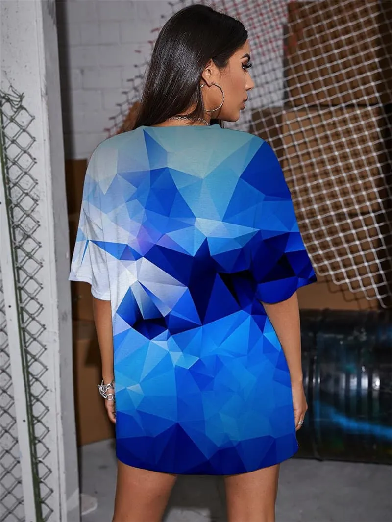 Abstract T Shirt Women Cube Gothic Psychedelic T-shirts 3d Novel Shirt Print