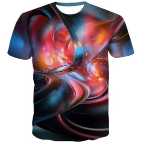 Abstract T shirts Men Psychedelic Tshirt Anime Flame Shirt Print Colorful T-shirts 3d Metal Tshirt Printed