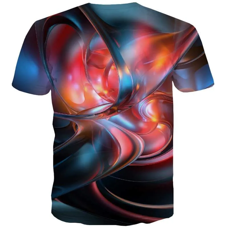 Abstract T shirts Men Psychedelic Tshirt Anime Flame Shirt Print Colorful T-shirts 3d Metal Tshirt Printed