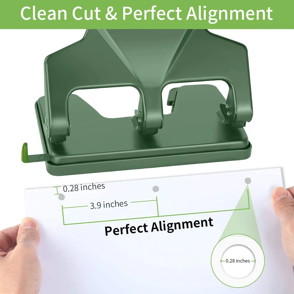 AFMAT Heavy Duty Reduced Effort, 40-Sheet 3-Hole, 3-Ring Metal Paper Punch with Chip Tray