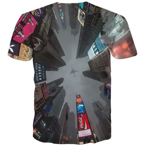 Aircraft T-shirt Men Refraction Tshirt Anime City Tshirts Novelty Harajuku Tshirt Printed Gothic T shirts Funny Short Sleeve