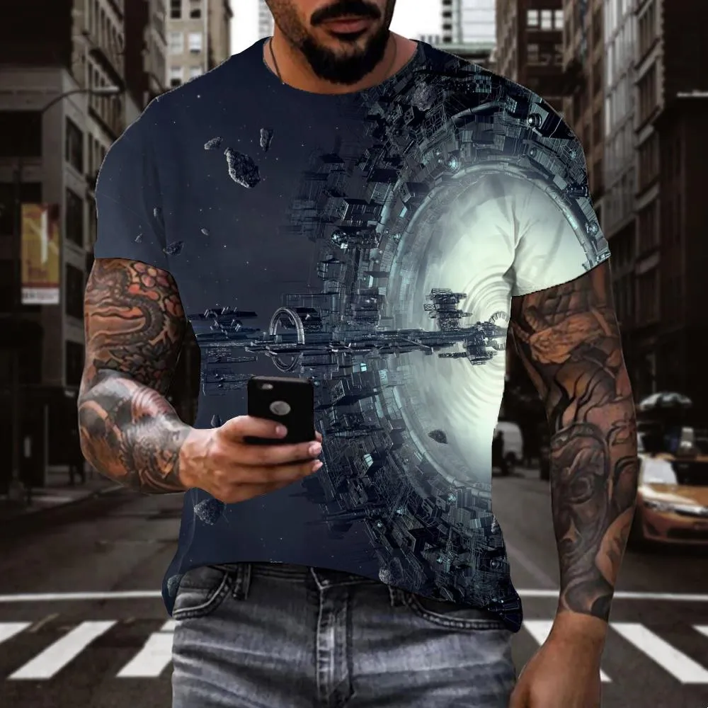 Airship tshirt Funny 3D t shirt air ship Casual men art costume flying ship