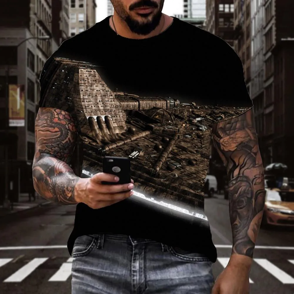 Airship tshirt Print clothes air ship art costume men Casual flying ship