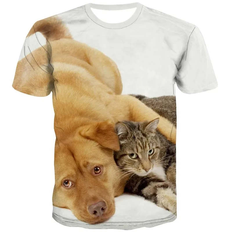 animal shirt Casual shirt 3D docile pets men Cool art costume cat and dog