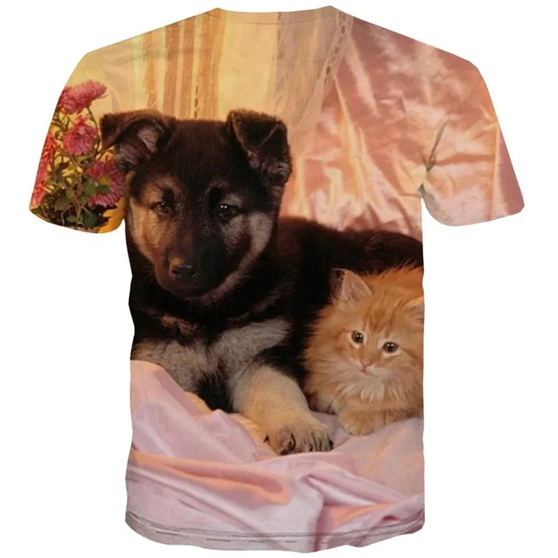 animal shirt docile pets tee shirt cat and dog Cool art costume men