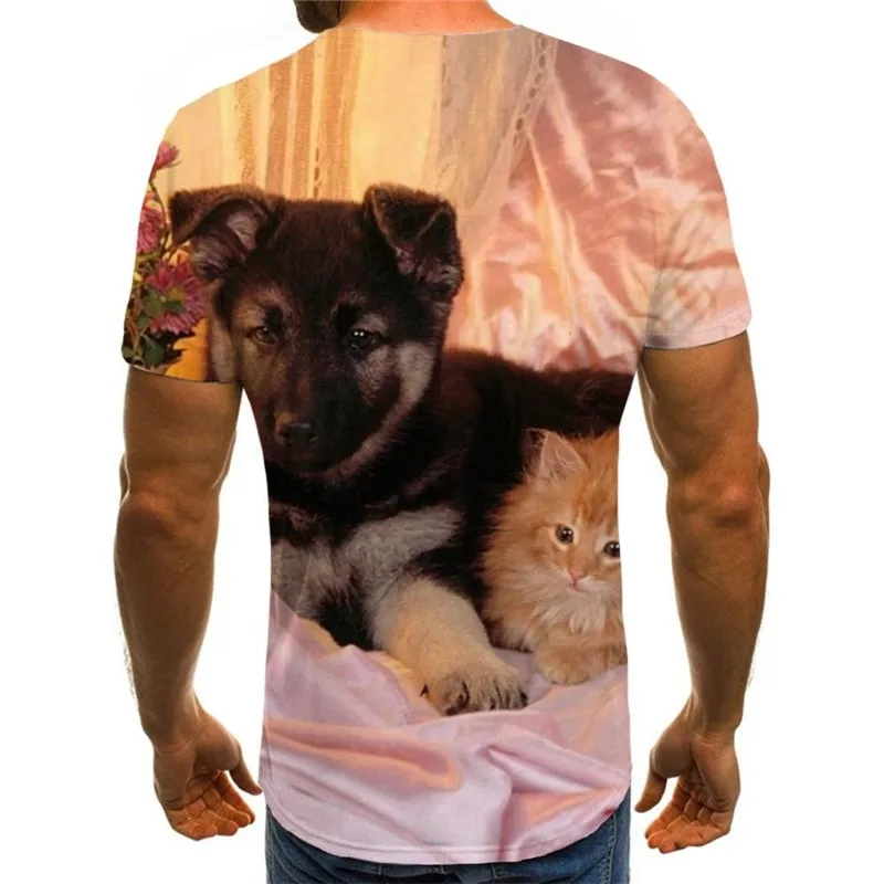 animal shirt docile pets tee shirt cat and dog Cool art costume men