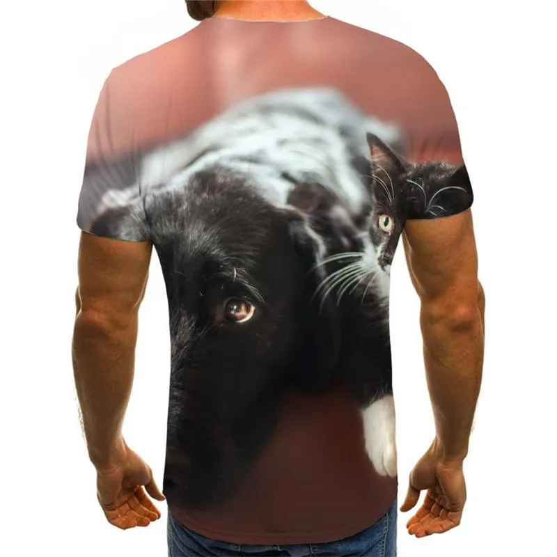 animal shirt Funny 3D t shirt docile pets Cool art costume cat and dog men