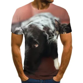 animal shirt Funny 3D t shirt docile pets Cool art costume cat and dog men