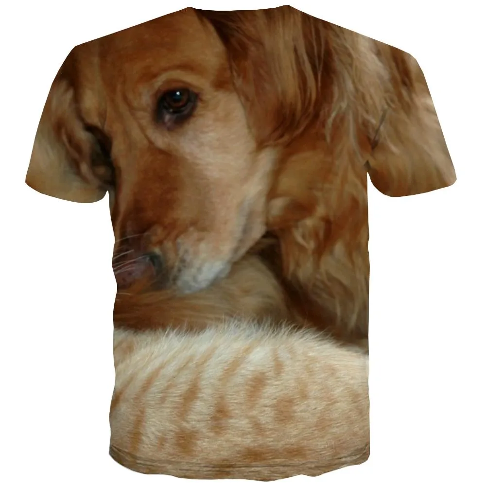 animal shirtCool docile petsCasual art costume cat and dog men