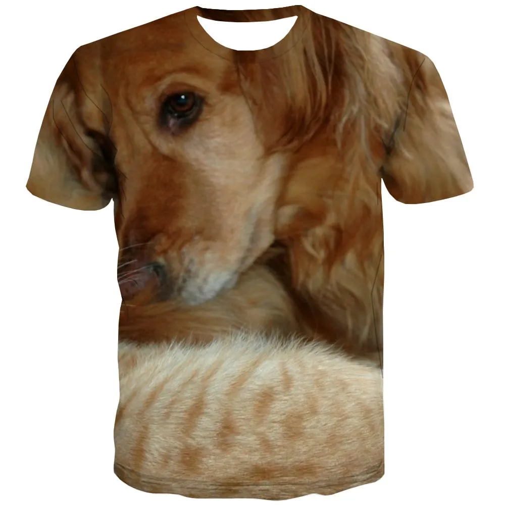 animal shirtCool docile petsCasual art costume cat and dog men