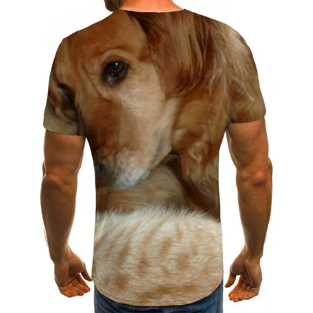animal shirtCool docile petsCasual art costume cat and dog men