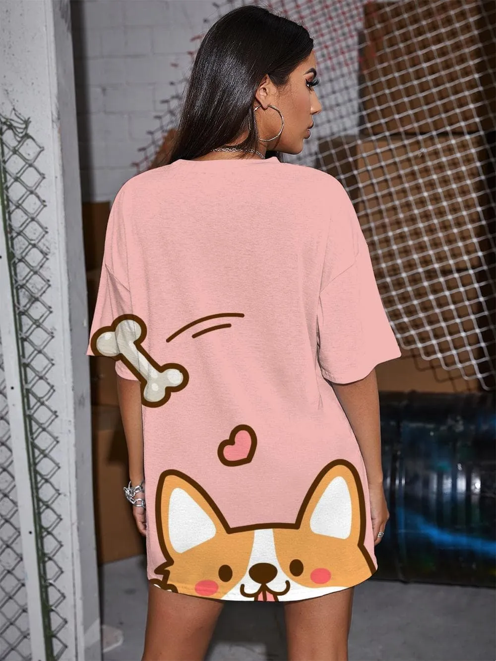 Animal T Shirt Women Dog Punk Rock Love Shirt Print Bone Tshirt Printed Lovely Gothic