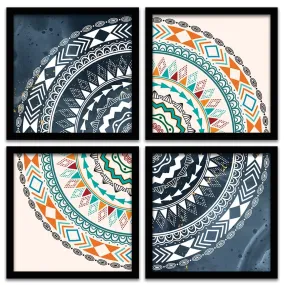 Avni Creations Mandala Art Painting with Frame For Living Room, Bedroom, Office/Mandala Art Wall Frames For Room Decor/Home Decoration Item (11 x 11 inch,Set of 4)