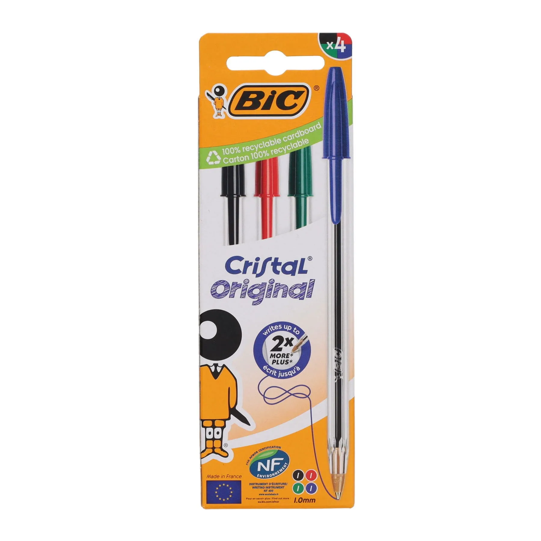 BIC - Cristal Original Ballpoint Pens - Assorted Colours - Pack of 4