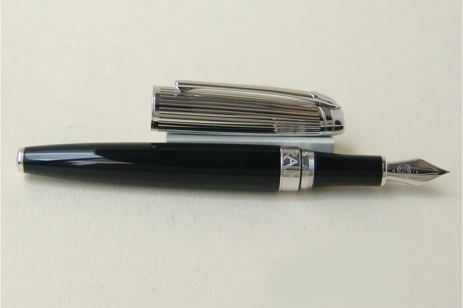Caran d'Ache Leman Fountain Pen - Bicolour Black with Black Grip Section