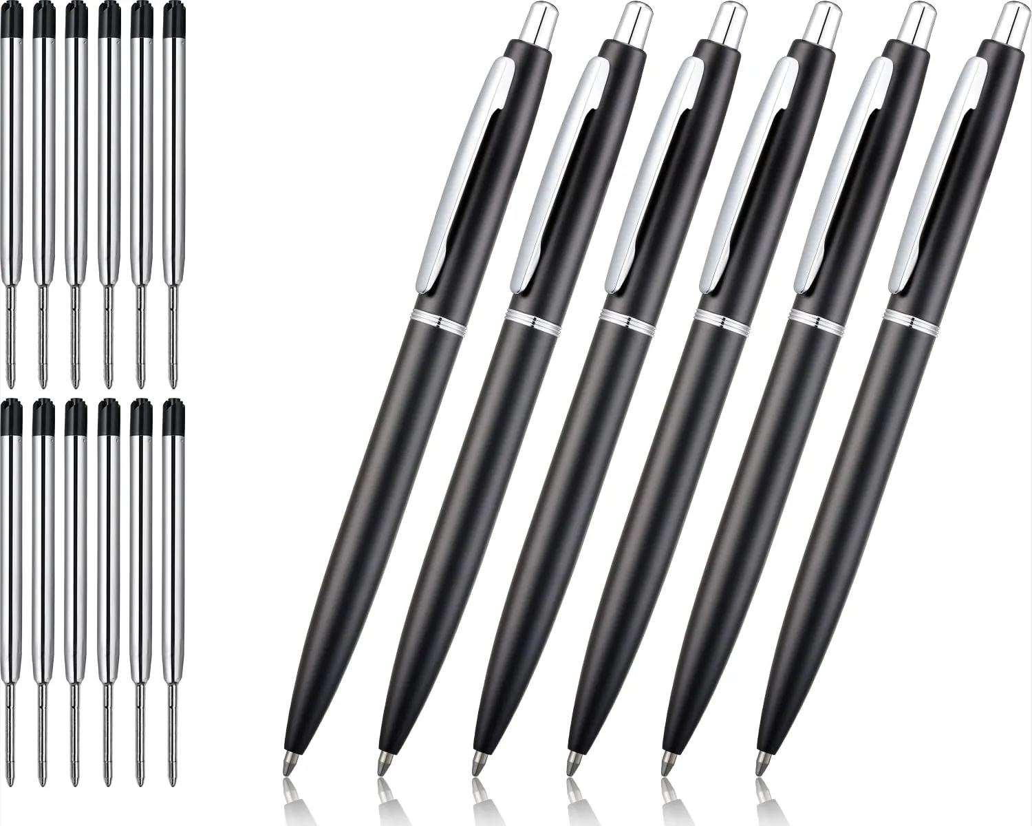 ChaoQ: 6 Pcs Retractable Metal Ballpoint Pens (1.0mm) Medium Point