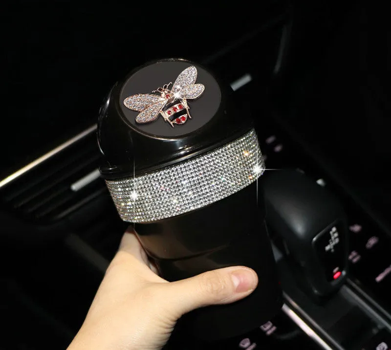 Color: A - Car Trash Can Creative Swan Diamond Car Multi-function