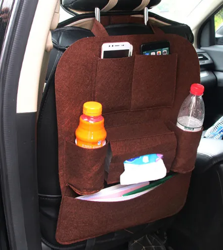 Color: Dark brown - Car storage bag peach heart multi-function