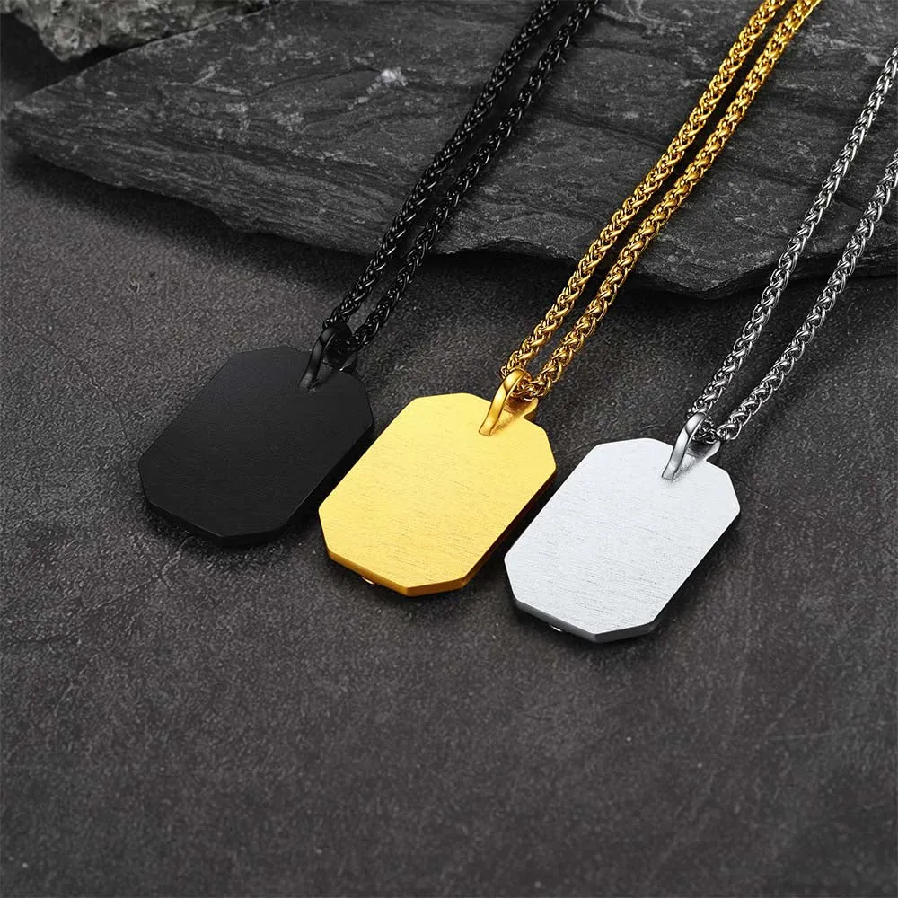 Customized Picture Dog Tag Necklace with Skull for Men Women