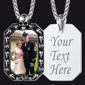 Customized Picture Dog Tag Necklace with Skull for Men Women