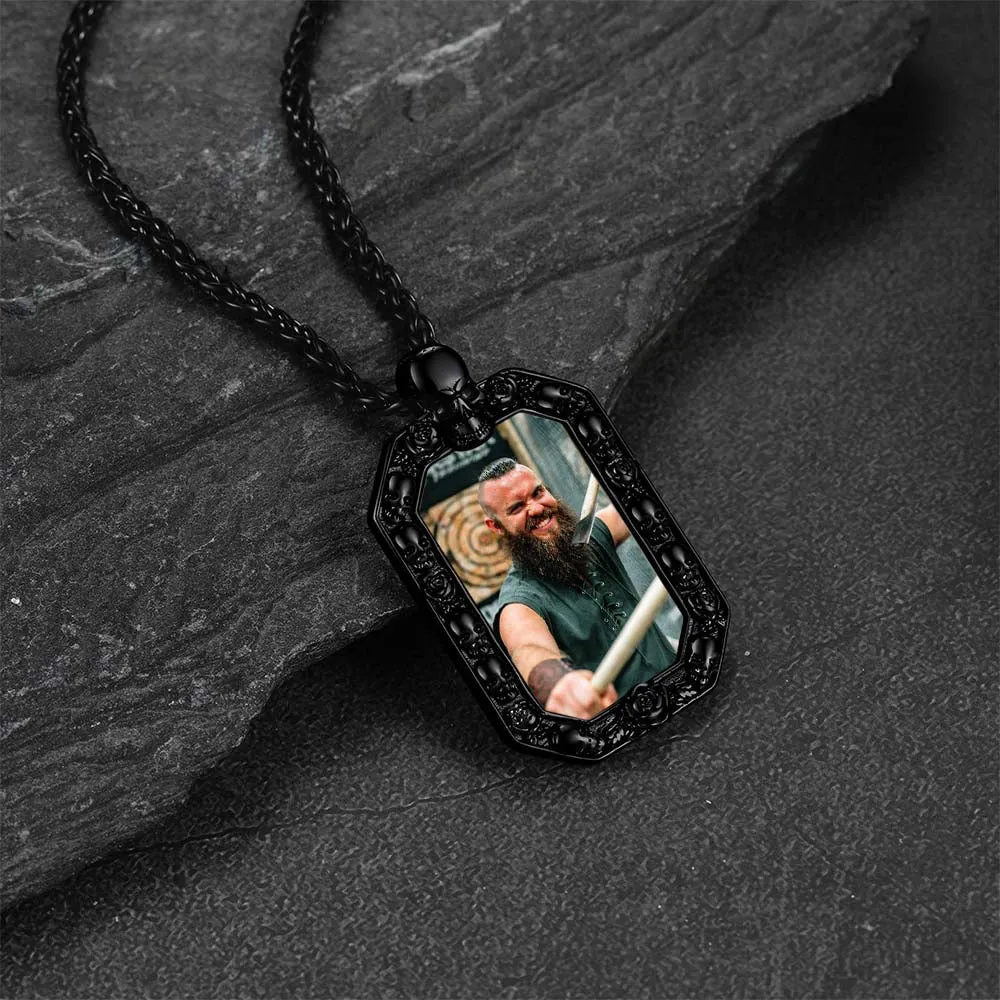 Customized Picture Dog Tag Necklace with Skull for Men Women