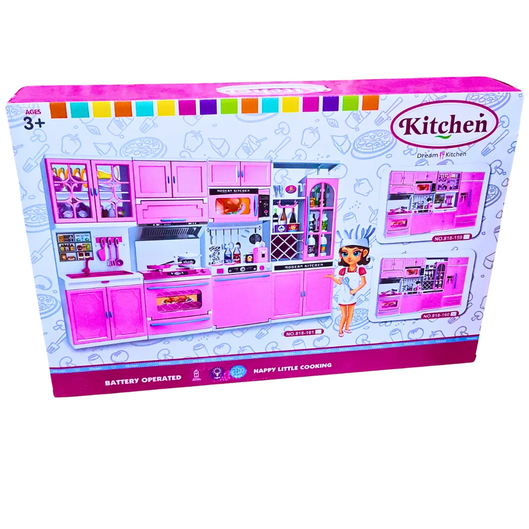 Deluxe Dream Kitchen Set for Kids - Pink | Battery Operated Play Cooking Set (Ages 3 )