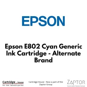 Epson E802 Cyan Generic Ink Cartridge - Alternate Brand, A-E-E802-C
